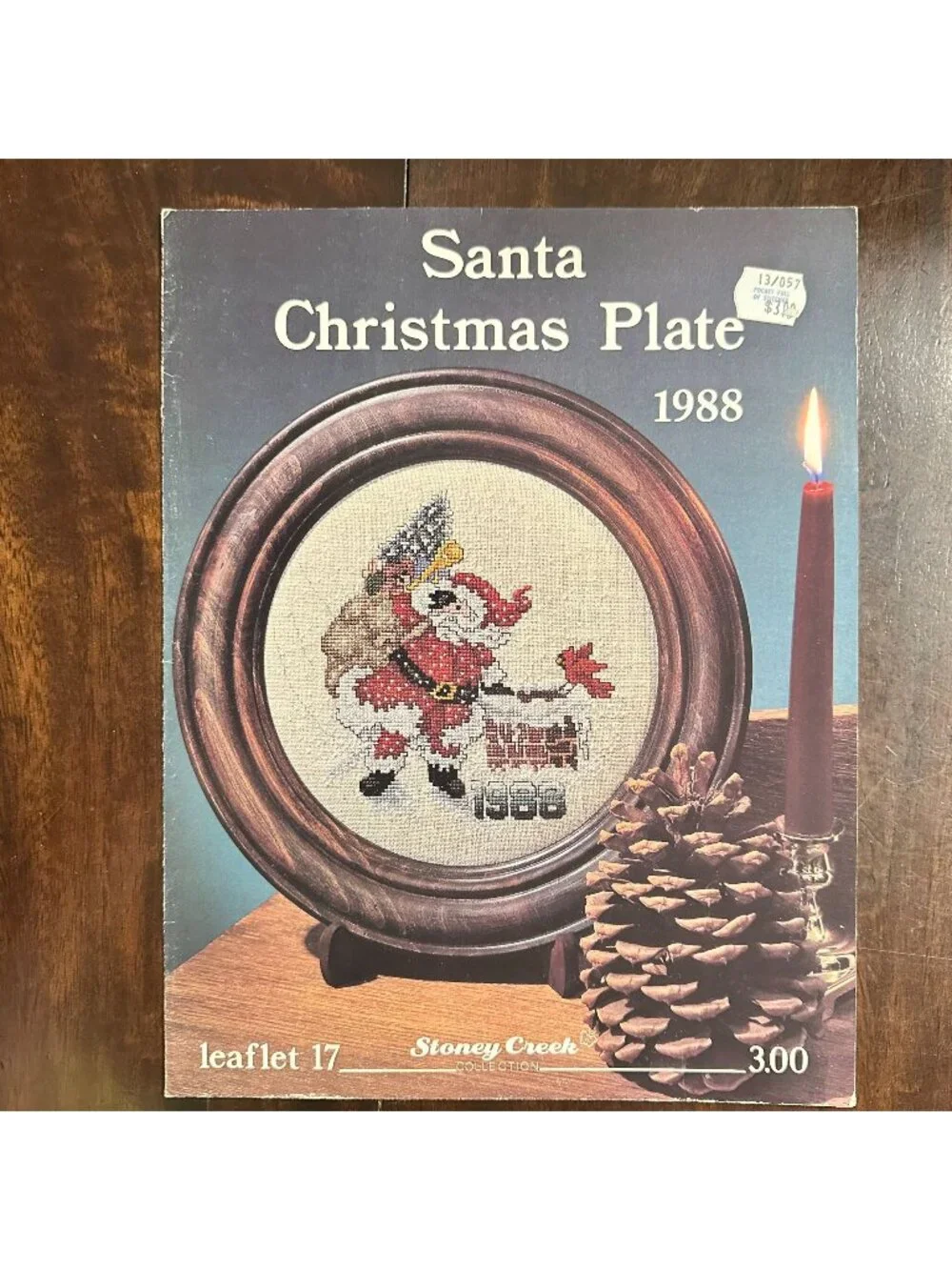 Vintage Stoney Creek 1988 Santa Christmas Plate Cross-Stitch Pattern Leaflet 17